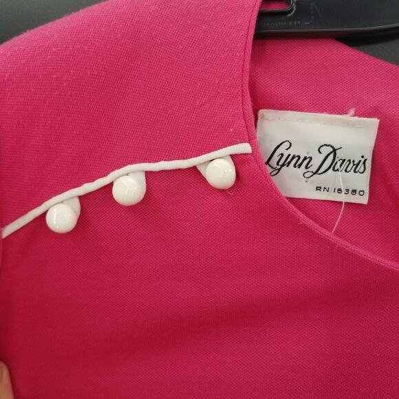 Lynn Davis Vintage Pink Capped Short Sleeve BOTTOM CUT OFF Dress tunic blouse - Picture 4 of 8